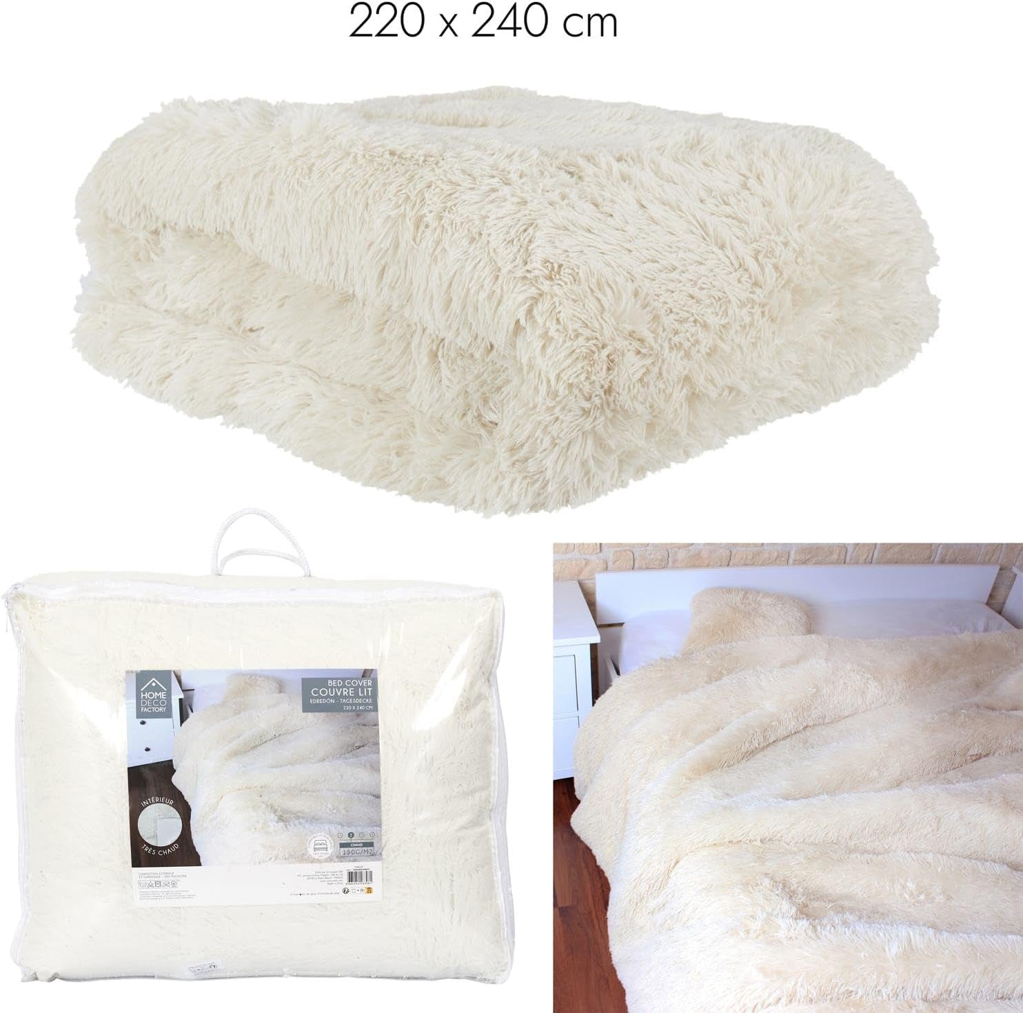 HOME DECO FACTORY Plapumă cu păr lung, 220Cm X 240Cm, bej Plapumi si pilote Naty Shop
