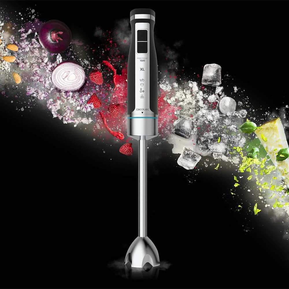 Cecotec Hand- Mixer Powergear 1500 - Klingen Aus Titanium Beschichtung, 21 Geschwindigkeitsstufen, 1500 W, Inklusiv Glas Mit Deckel. (Schwarz Und Edelstahl, XL) Bucatarie Naty Shop