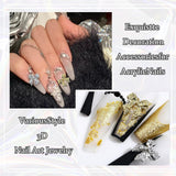 30 de bucăți de funde metalice pentru unghii, funde aurii, argintii și gri, accesorii pentru unghii, decorațiuni pentru unghii pentru femei și fete, design de unghii artizanal