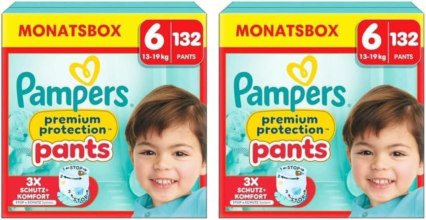 Pampers Premium Protection Pants mărimea 5, 144 scutece, 11 kg - 17 kg, cu ajustare la 360° și manșete moi anti-scurgere pentru confort și protecție optime