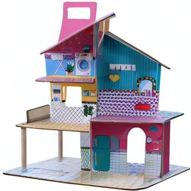 Casă de păpuși din lemn pentru copii Olivia's Little World 360, păpuși de 8,9 cm și 12 accesorii, multicoloră, TD-13260C