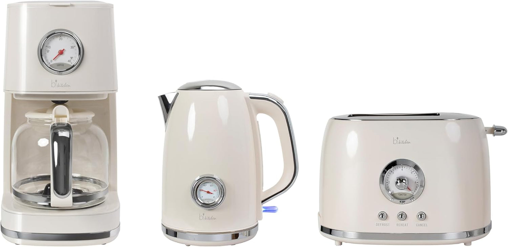 Cafetieră Retro Style Nostalgia 150, alb crem, 900 wați, 1,5 litri, 4-12 cești, cadran cu ceas pentru timp de menținere la cald, recipient filtru detașabil, funcție de menținere la cald, oprire automată