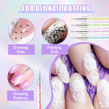 Sularpek 6 Stück Nagel Pinsel, Nail Art Pinsel, Pinsel Nageldesign, Nagel Pinsel Set, Nail Art Dotting Tools Mit 1 Sponge Brush Applikator, Nageldesign Zubehör Für DIY Nail Art Design