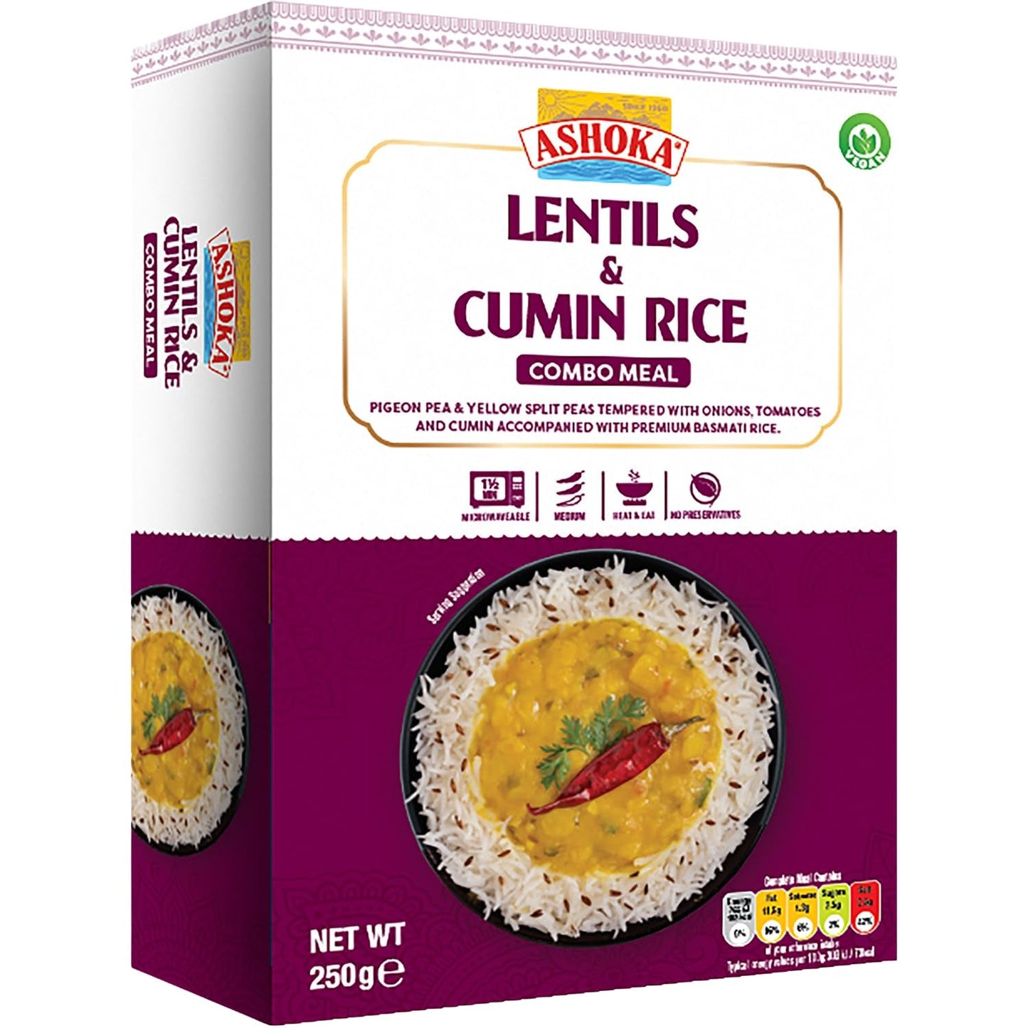 ASHOKA - Orez instant cu linte și chimion - (1 x 250 g)