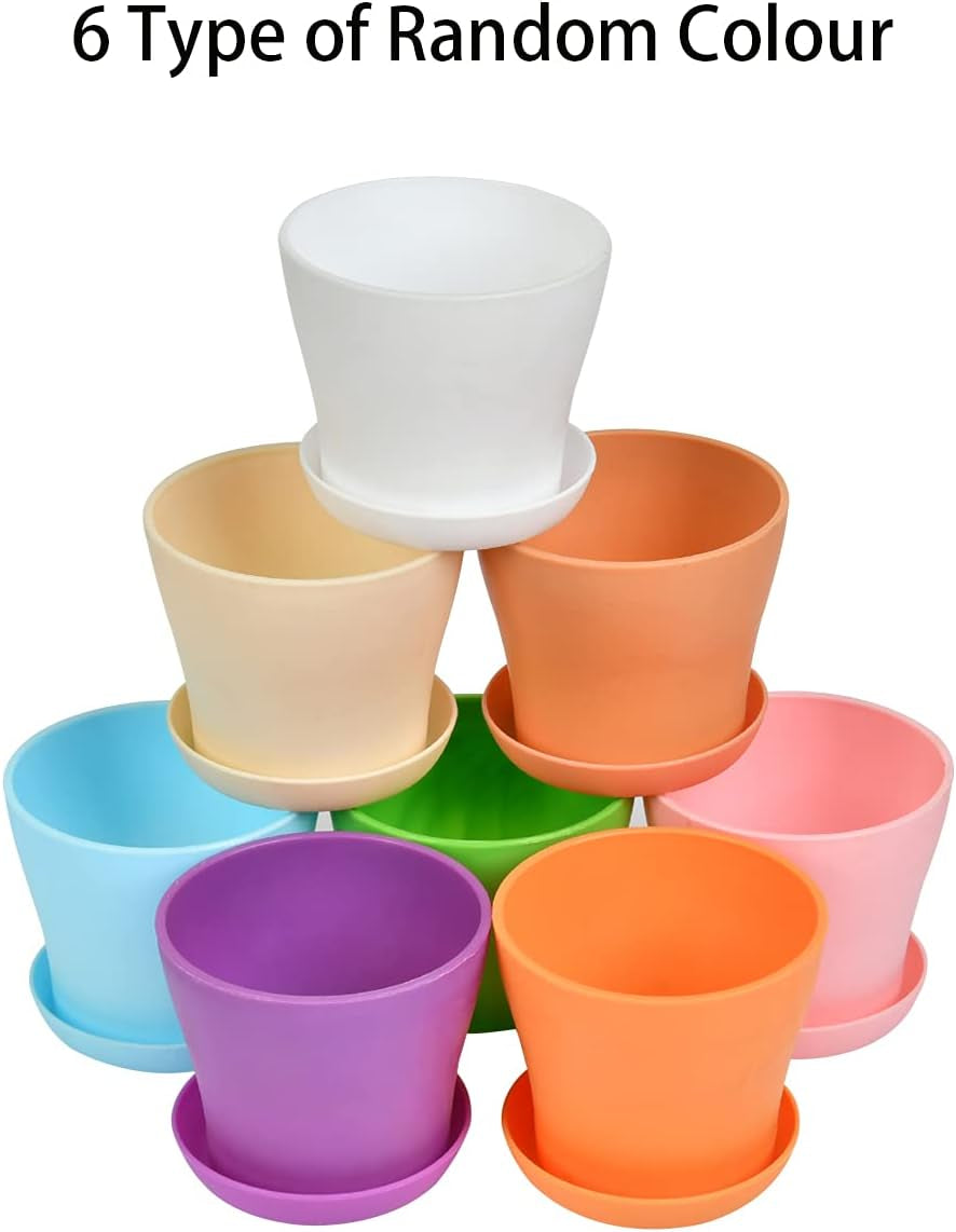 Ghivece mari din plastic de 20 cm cu farfurioare, ghivece cu auto-udare, albe cu farfurioare, ghivece din plastic pentru răsaduri, ghivece îngroșate pentru plantare în interior și în exterior (6 bucăți)