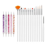 Nail Art Pinsel Set, 20Pcs Nageldesign Malerei Pinsel, Professionelle Nail Art Design Pinsel, Nail Fine Liner Pinsel, Rosa
