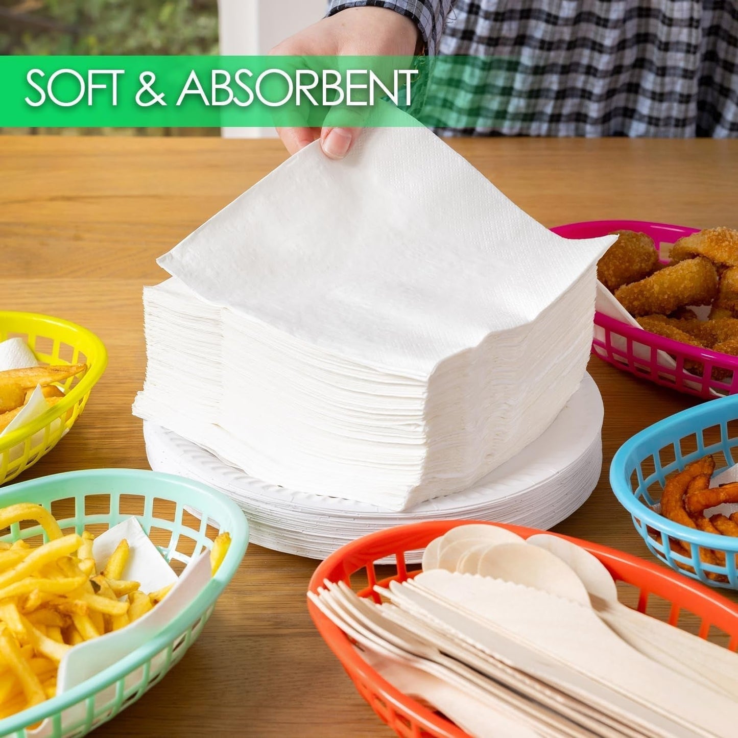 Table Kind 100 șervețele albe moi în pachet vrac, șervețele de înaltă calitate pentru petreceri, catering și uz zilnic, FSC, sustenabile și reciclabile, fabricate în UE | 2Ply | 33Cm