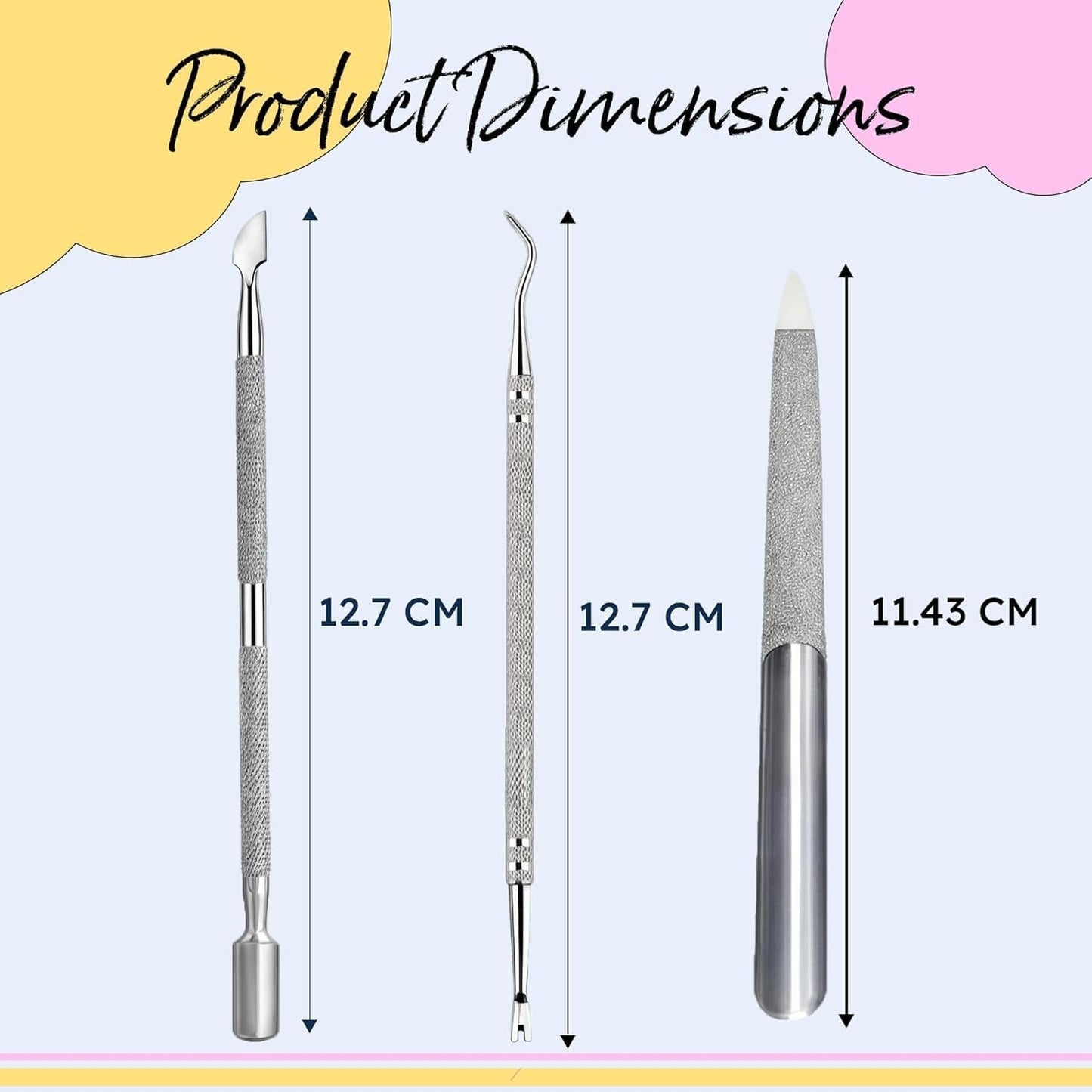 ARMIZ Set de 4 piese pentru împingătorul și cleștele de cuticule, Set profesional de instrumente pentru îndepărtarea cuticulelor, Clește multifuncțional din oțel inoxidabil pentru manichiură și pedichiură