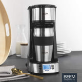 Espressor cu filtru unic BEEM THERMO 2 GO cu cană termică de 0,4 l | Filtru permanent | Cu cronometru de 24 de ore pentru o ceașcă de cafea fierbinte dimineața, fără așteptare | 750 W