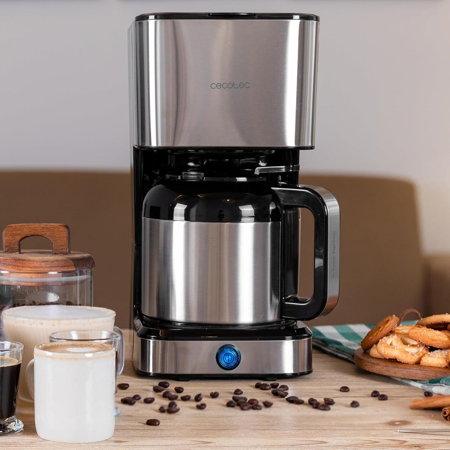 Cafetieră cu picurare Cecotec Coffee 66 Drop & Thermo, 950 W, 1,2 L, 10 cești, tehnologie ExtremeAroma, funcție anti-picurare, indicator nivel apă, filtru principal reutilizabil, protecție la supraîncălzire