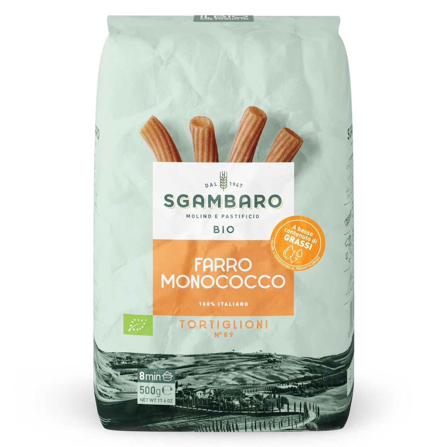 Paste Tortiglioni Organice Nr. 89 - 500g Paste din grâu alac – Conținut scăzut de grăsimi – Sursă de fibre și proteine
