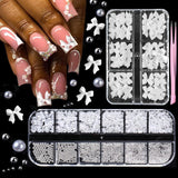 GZMAYUEN 920Pcs Gold Silber Flatback Perlen Für Nägel, Halbrunde Weiße Beige Nail Perlen, Kleine Halbrunde Flatback Perlen Für DIY Nail Art Decor
