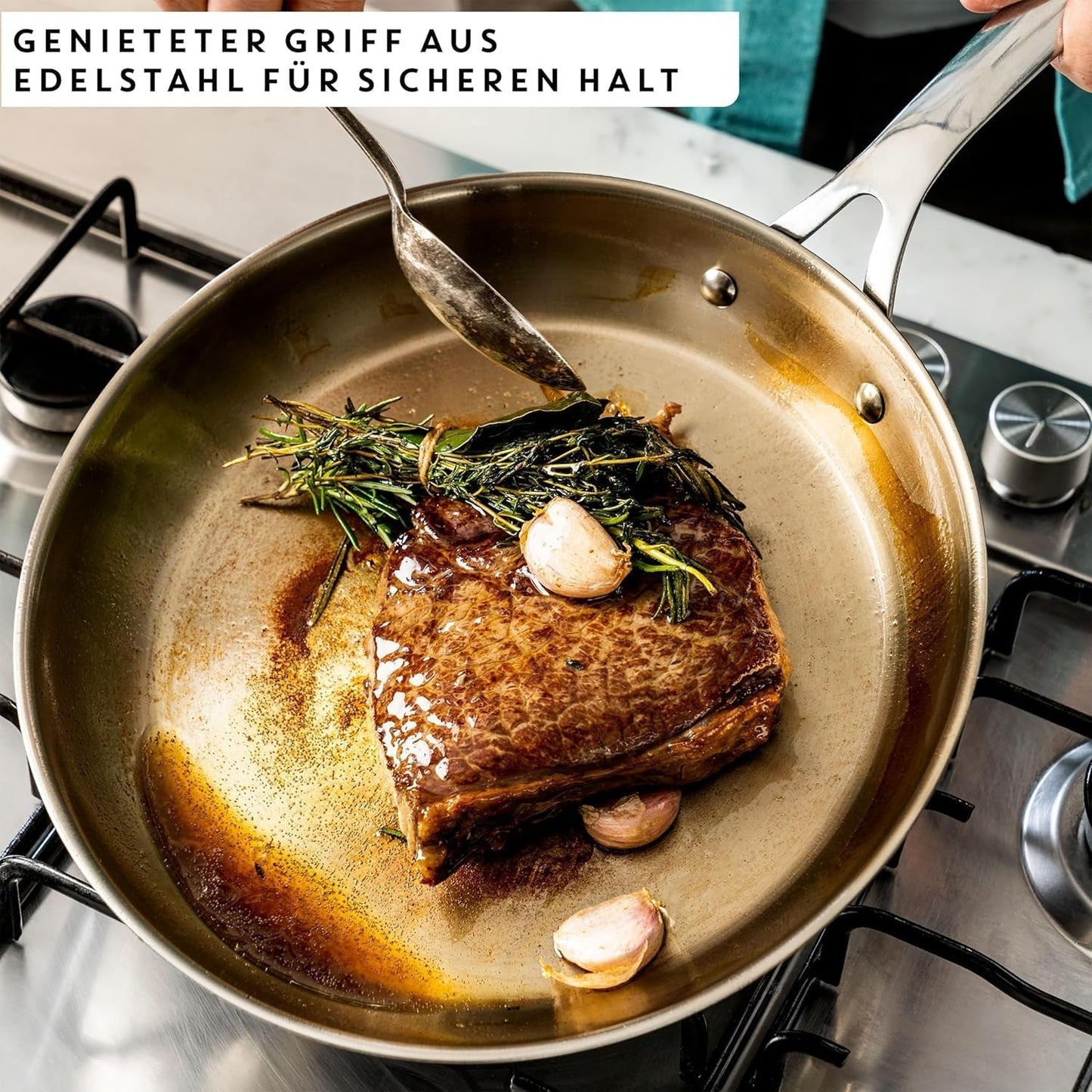 Jamie Oliver by Tefal Cook Smart tigaie 28Cm, Oțel inoxidabil neacoperit, Potrivită pentru inducție Oale si Tigai Naty Shop
