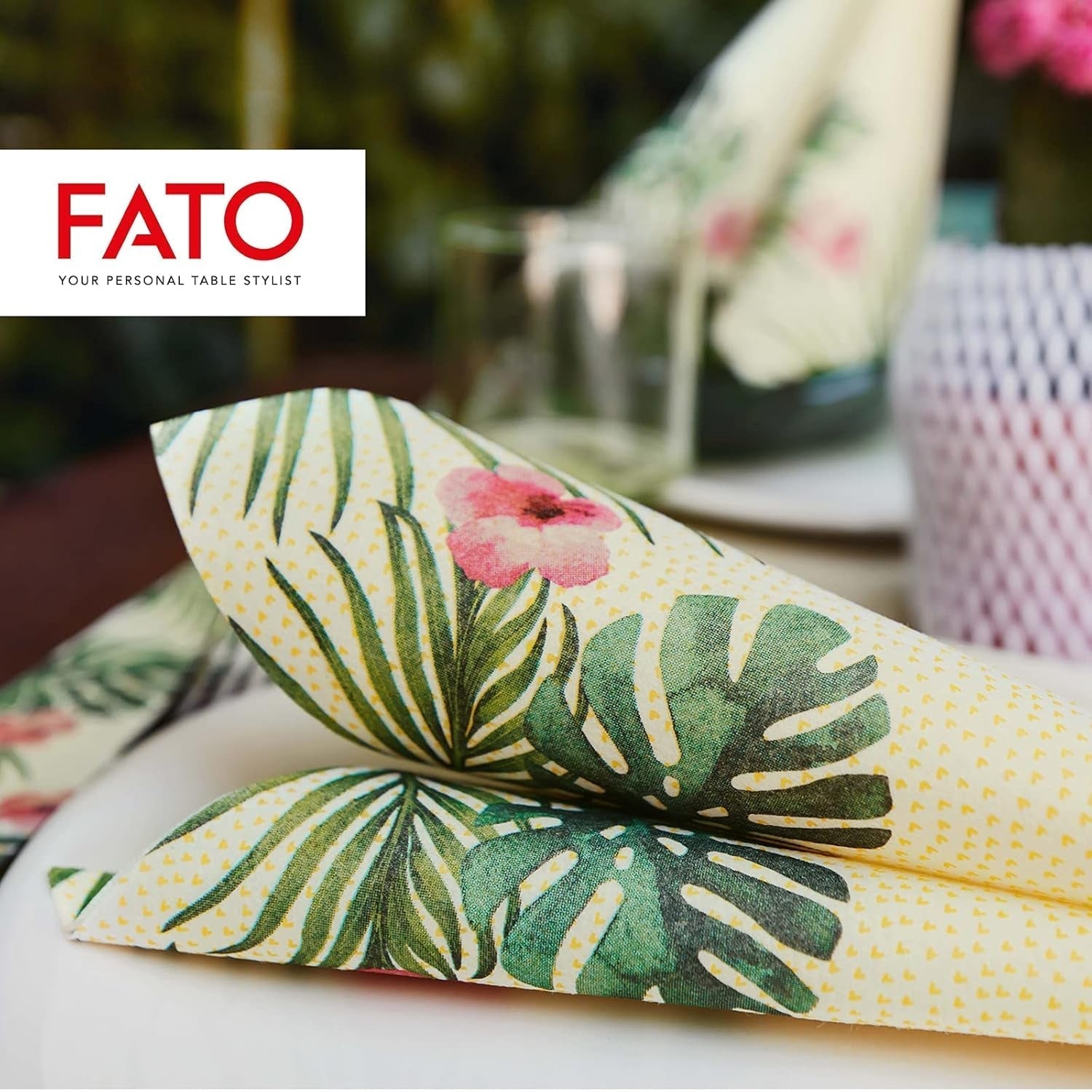 Fato - Șervețele din hârtie uscată, airlaid, efect textil, pachet cu 50 de șervețele, format 40X40 pliate în 4, Tropicana Decor