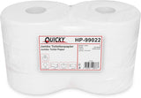 Hârtie igienică Quicky Jumbo 2 straturi, 25 cm Ø, alb strălucitor, relief cu puncte fine, 6 role - absorbantă și rezistentă la rupere pentru igienă maximă, ideală pentru instituțiile publice și industrie