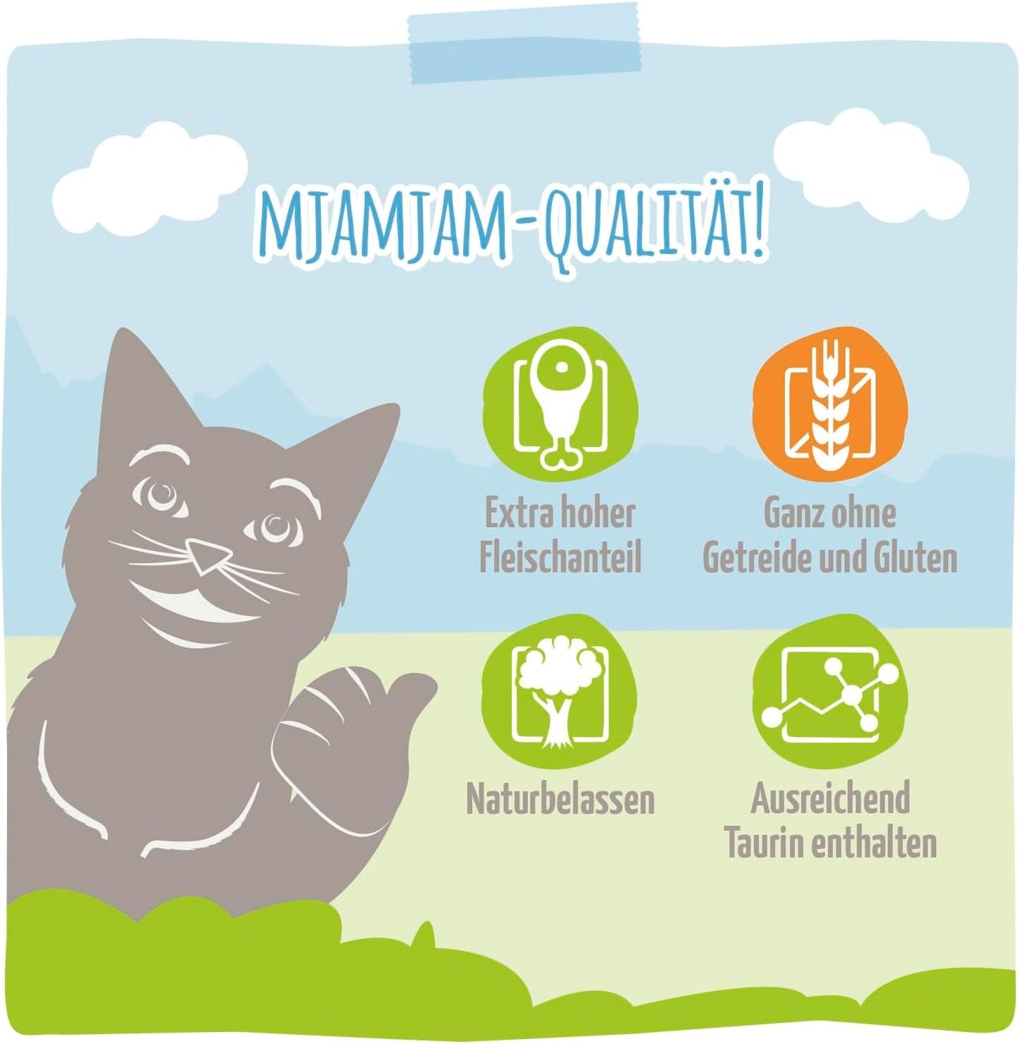 MjAMjAM - Hrană umedă premium pentru pisici - rață fragedă și carne de pasăre cu morcovi delicioși, 1 pachet (1 x 400 g), fără cereale cu carne suplimentară