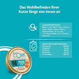Wellness CORE 98% 12 x 85g, Pui și Somon – Hrană umedă pentru pisici, pate gros, fără cereale, naturală, hipoalergenică, bogată în proteine, conținut ridicat de carne