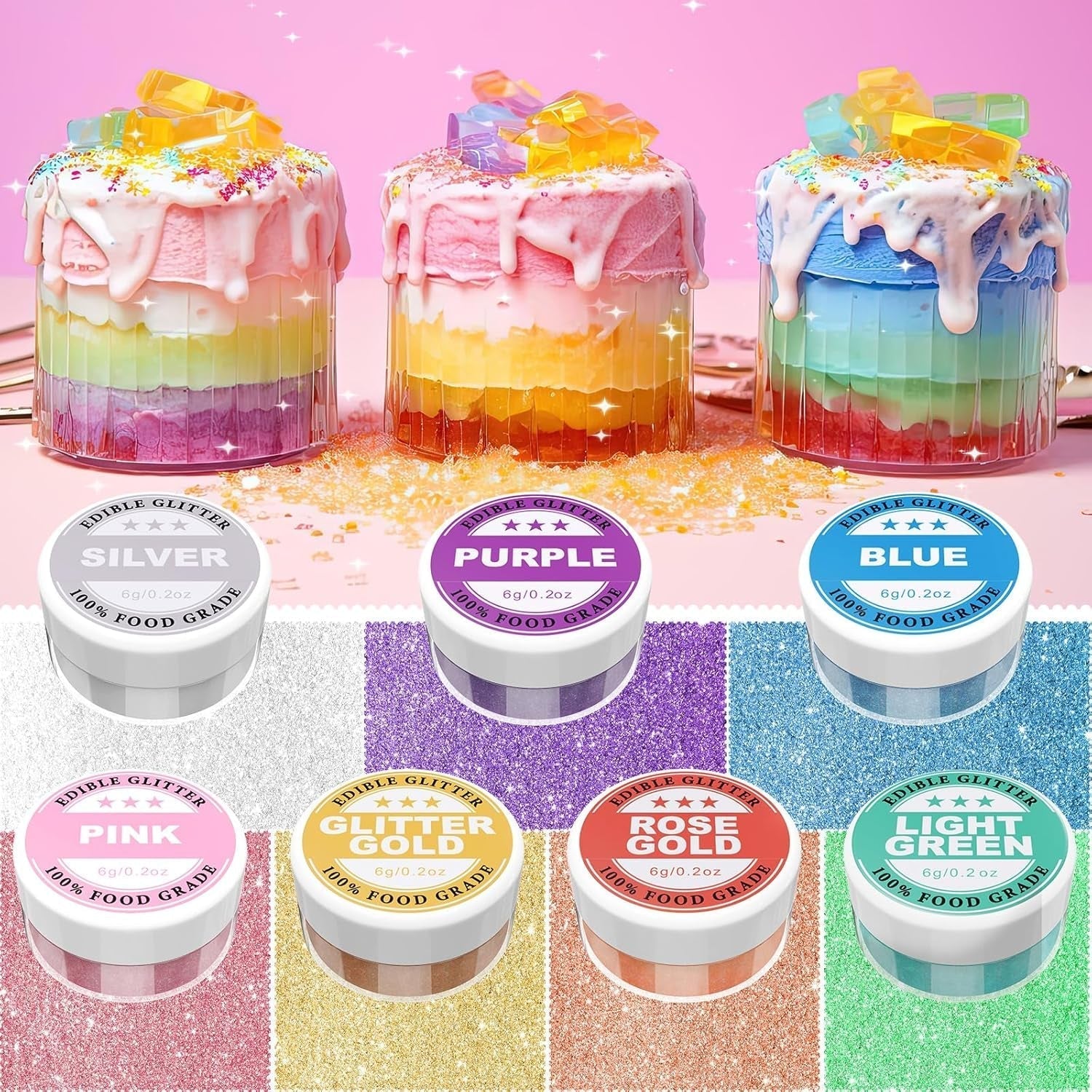 Sclipici comestibil - 6G colorant alimentar pudră pentru ciocolată, căpșuni, brioșe, prăjituri, fondant (auriu)