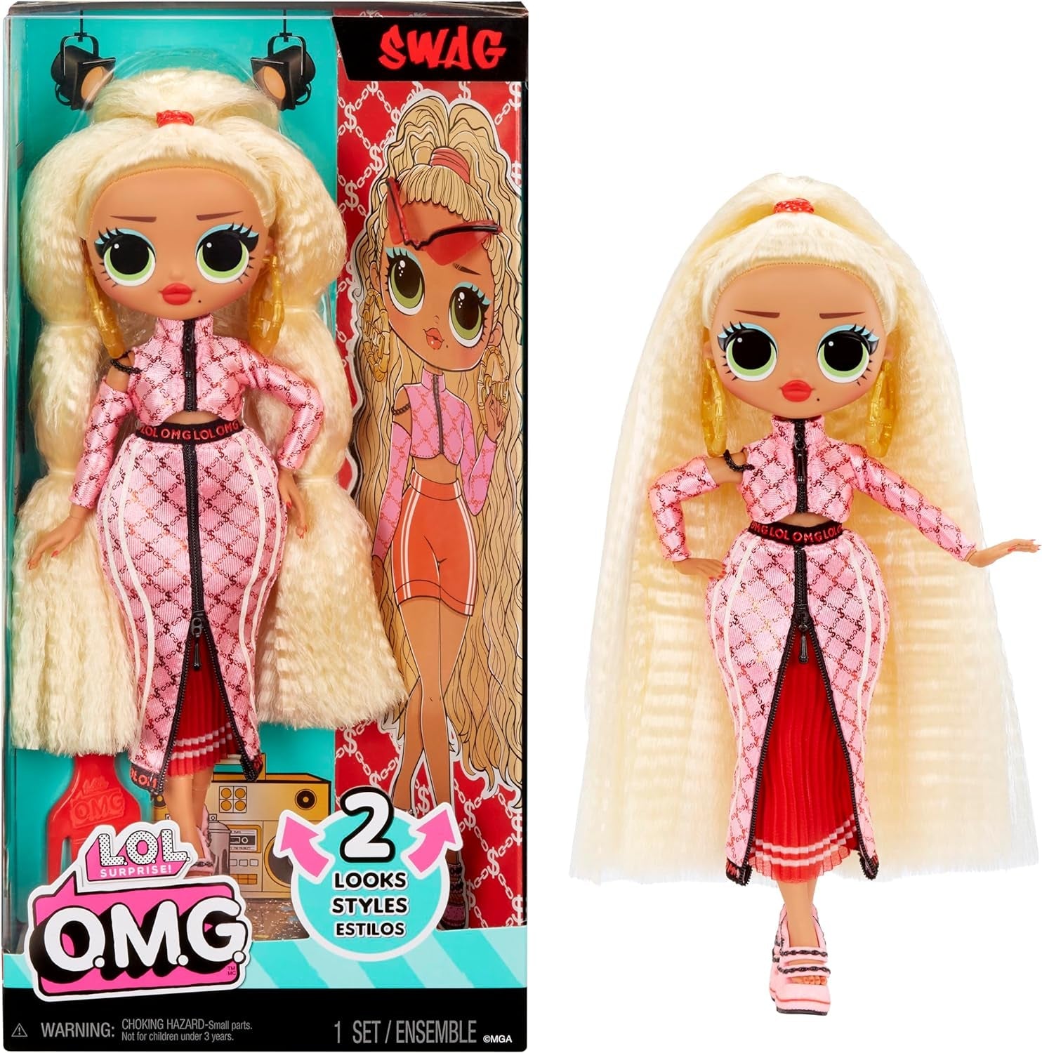 LOL Surprise! Păpușă la modă OMG - Articol cadou - Cu numeroase surprize, inclusiv modă schimbabilă și accesorii fabuloase - Excelentă pentru copii cu vârsta de 4 ani și peste, roz