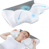 Pernă ortopedică din spumă de memorie pentru susținerea gâtului pernă pentru coloana cervicală Pernă ergonomică pentru dureri de spate, laterale și abdominale, 70X40X8.5/14Cm Perne ortopedice cervicale Naty Shop Gri 60 X 35 X 8/12Cm