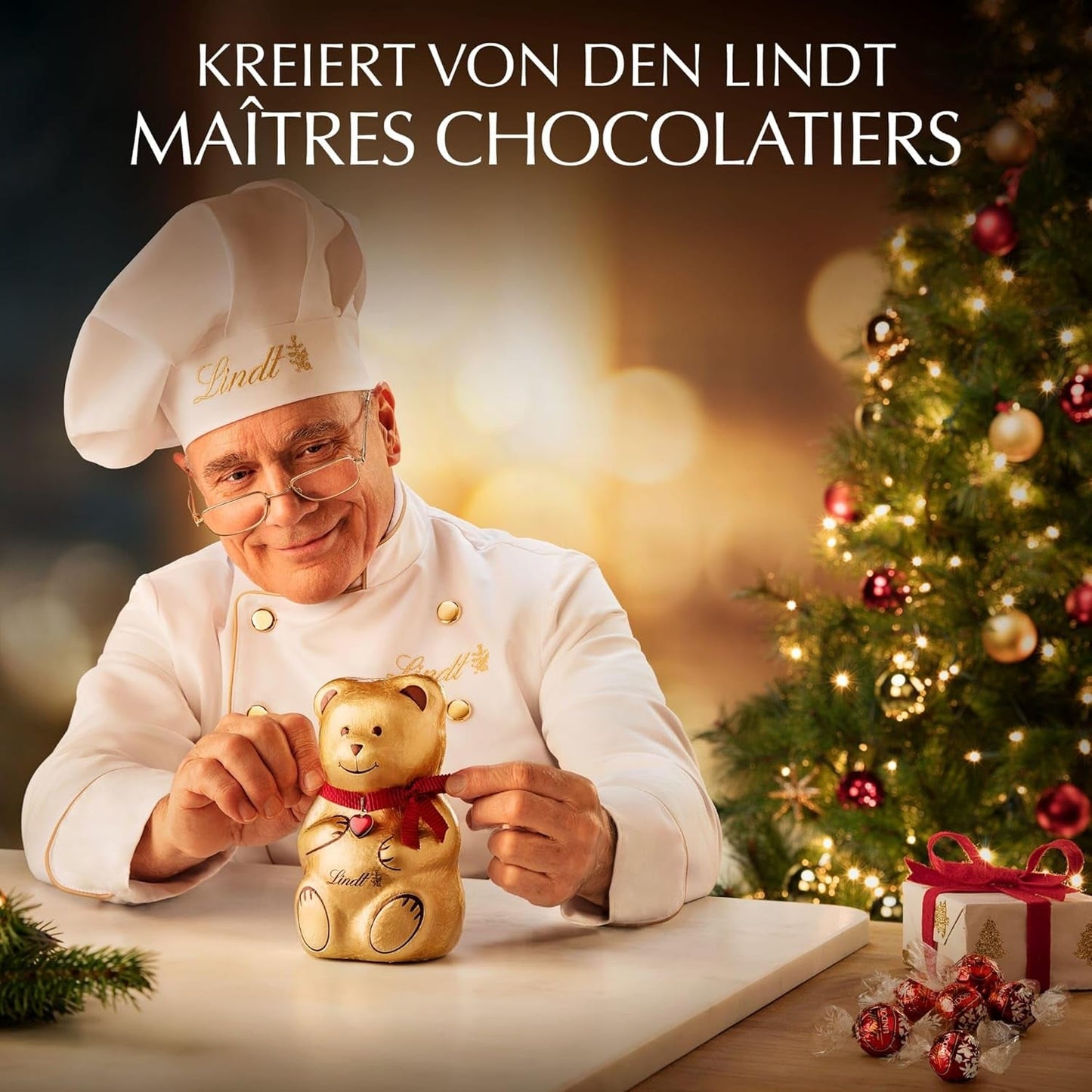 Lindt Chocolate | Cutie de praline Gold Pieces | 180g | 18 praline în 10 sortimente ca sortiment fin de praline, unele cu alcool | Cutie cadou premium cu praline de Crăciun