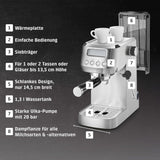 CASO EspressoGourmet Crema - Espressor portafiltru cu spumator de lapte, espresso, cappuccino, portafiltru din oțel inoxidabil, pompă ULKA 20 bar, aparat de cafea, cafea măcinată, capsule ESE