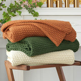 Chunky tricot arunca pătură, Lightweight, Bej, 100% bumbac organic, Pătură pentru canapea, canapea, pat, copil, camera copiilor, Rustic, Shabby chic, Modern farmhouse, 152.4 X 203.2 cm, Inclusiv sac de rufe Paturi si Cuverturi Longhui bedding Bej 60"X80", supradimensionat