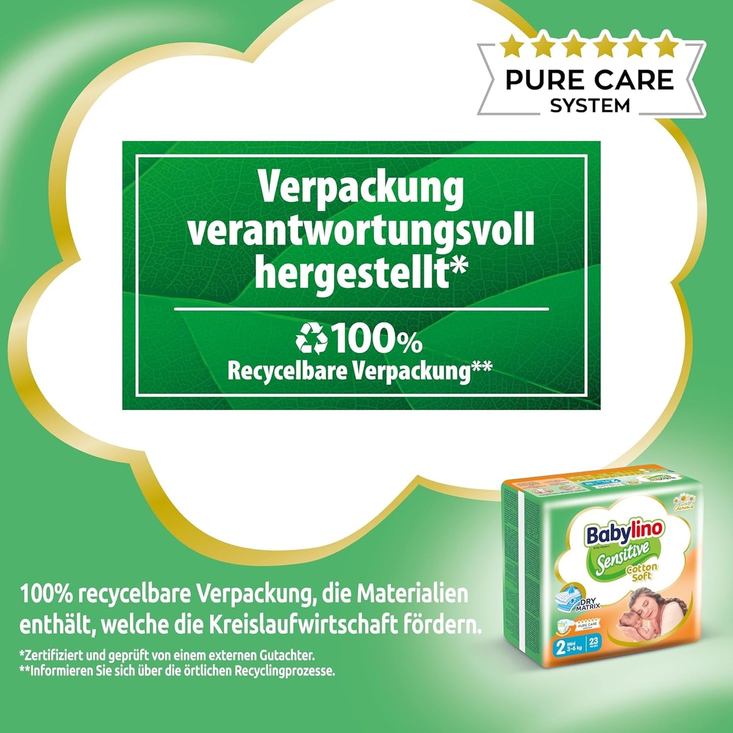 Scutece pentru bebeluși sensibili, mărimea 2, mini (3-6 kg), 192 scutece