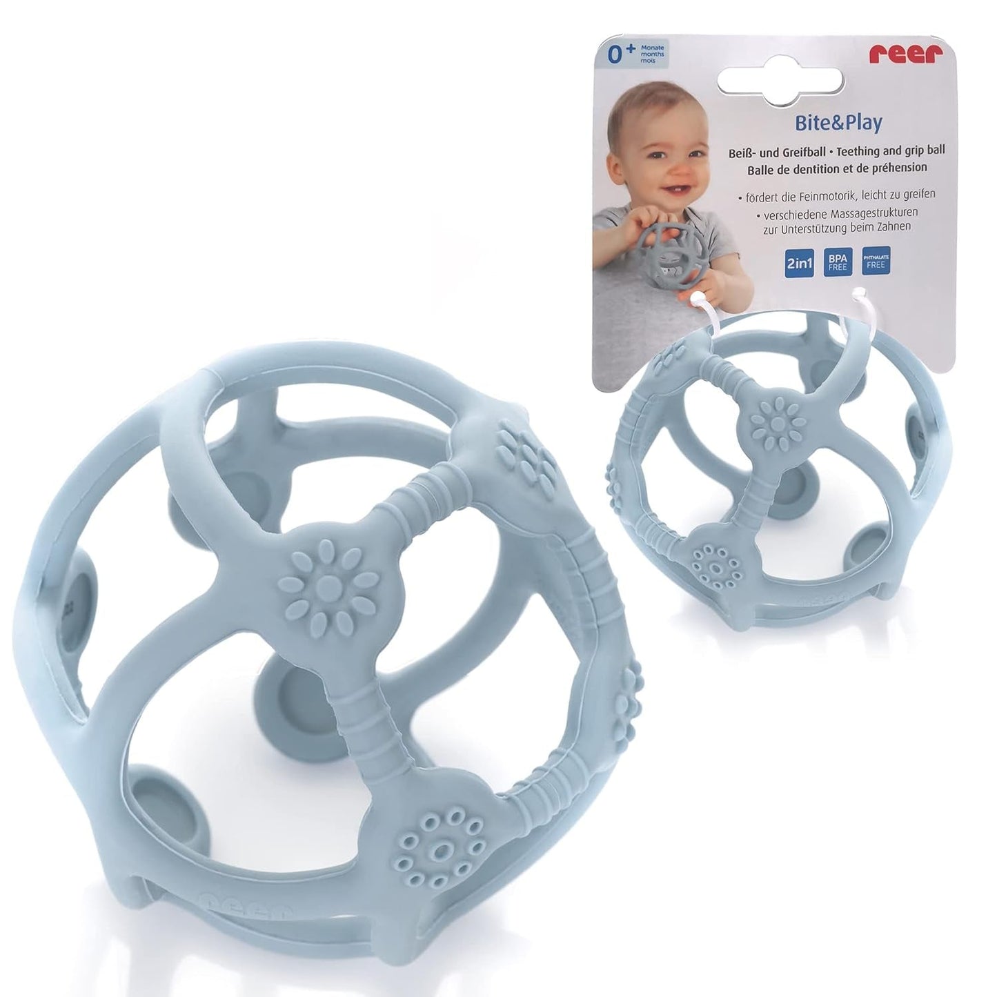 Minge de dentiție și prindere reer Bite&Play pentru bebeluși, inel de dentiție și jucărie pentru copii mici, cadou excelent