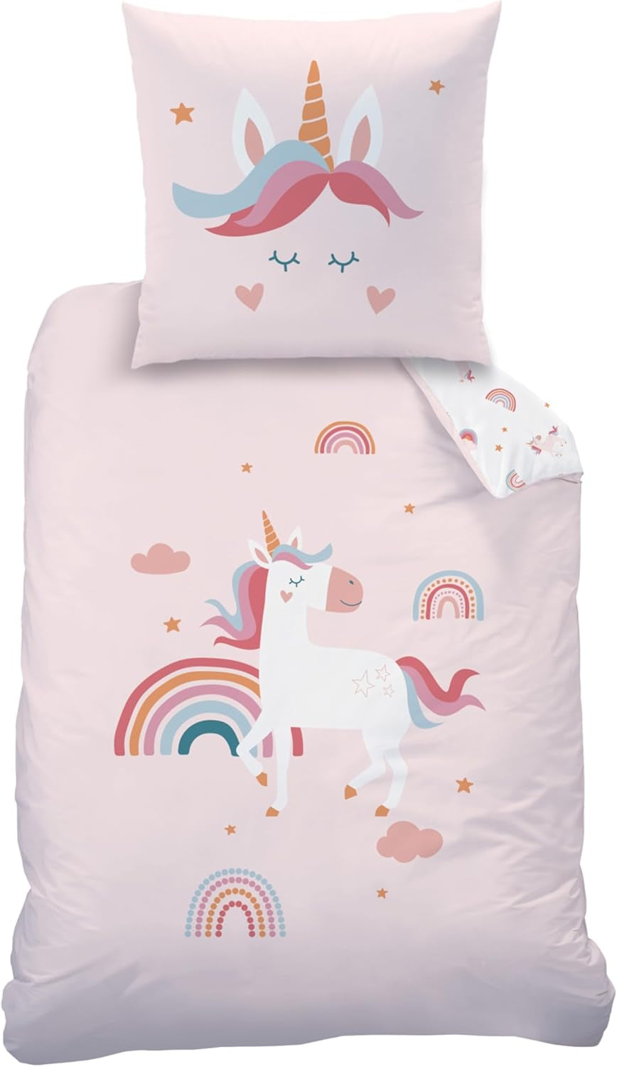 Set de lenjerie de pat pentru copii, Koala sau Unicorn, 100% bumbac Lenjerie de pat - copii Naty Shop Unicorn