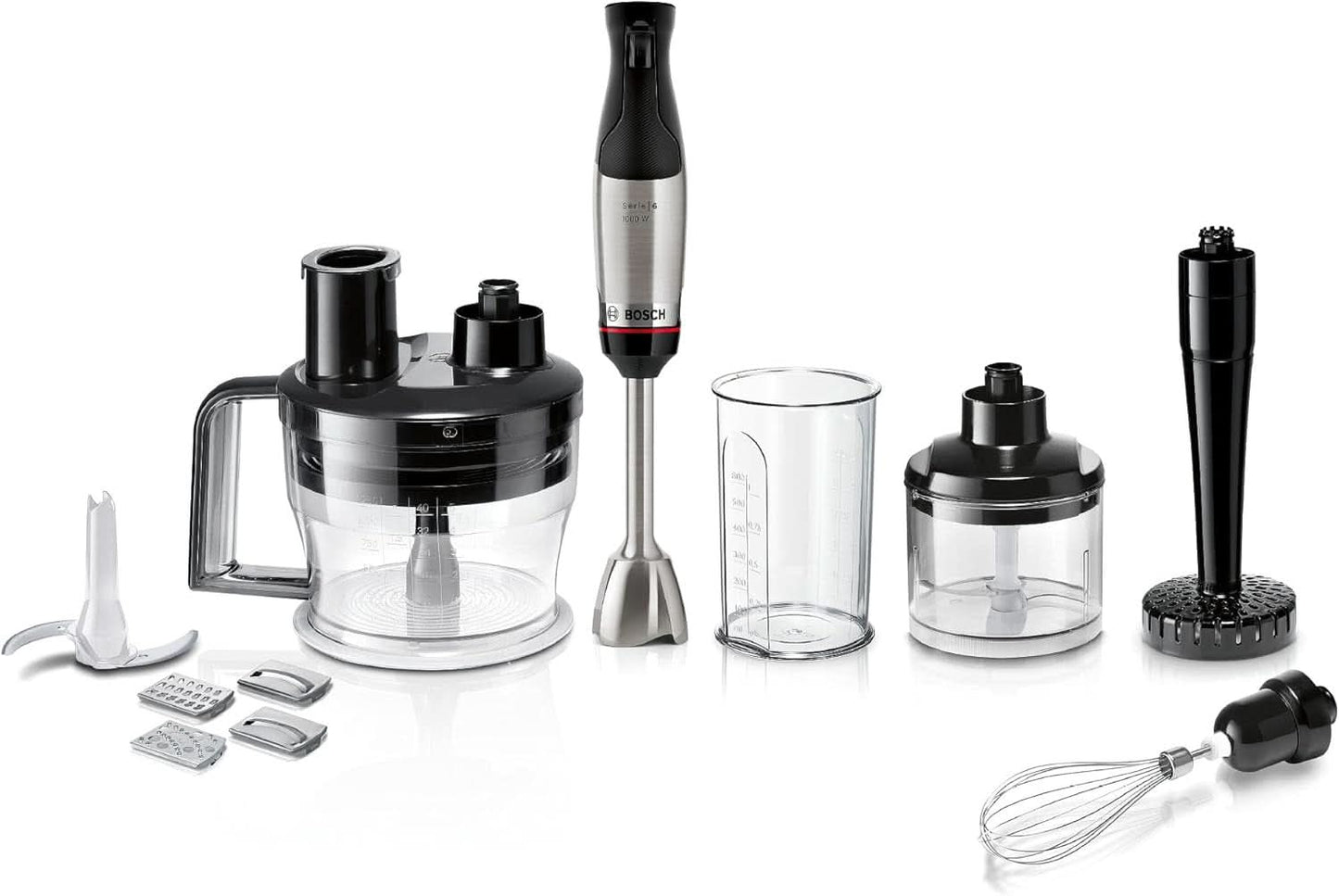 Bosch Stabmixer Ergomaster Serie 6 MSM6M673, 10 Jahre Motorgarantie, Edelstahl-Klingen, Verschleißfreie Keramik-Kupplung, Luftkühlung, Zerkleinerer, Kartoffelstampfer, Schneebesen, 1000 W Bucatarie Naty Shop