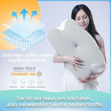 RUMMY Pernă ergonomică de susținere a gâtului din spumă cu memorie, cu husă detașabilă, lavabilă, pentru cei care dorm lateral și pe burtă (gri) Perne ortopedice cervicale Naty Shop