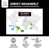 KING'S COFFEE - EDIȚIE NEAGRĂ - 1 kg Boabe de Cafea Crema Intense - Cafea cu Aciditate Scăzută - Prăjire în Loturi Mici din Italia - Boabe de Espresso Arabica Puternic (Amestec) pentru Aparate Complet Automate și Portafiltru