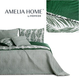 Ameliahome Cuvertură de pat Cuvertură de pat 170X210 Cm Două fețe Ușor de îngrijit Cuvertură de pat Model de plante Verde Alb Tropical Bonaire Paturi si Cuverturi Besuche den AmeliaHome-Store