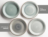 Set de veselă MÄSER pentru 6 persoane, aspect vintage modern, serviciu de masă cu 12 piese, pictat manual, albastru, gresie, albastru fumuriu (Bel Tempo II)