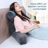 Pernă ergonomică pentru citit INFANZIA cu cotiere, suport pentru spate din spumă cu memorie, gri, M