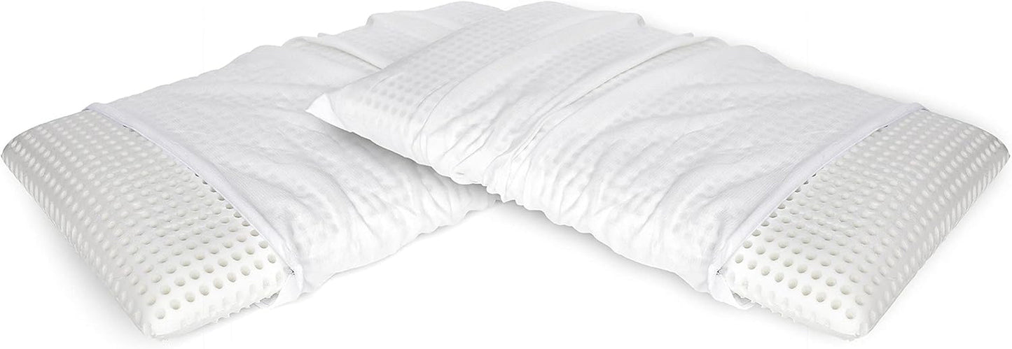 Talamo Italia Set de 2 perne pentru pat, 100% Made in Italy, pernă detașabilă "săpun" din spumă de memorie perforată, hipoalergenică și respirabilă, 70X40Xh16 Cm Perne standard Naty Shop Altezza 10 Copertă inclusă Set Da 2