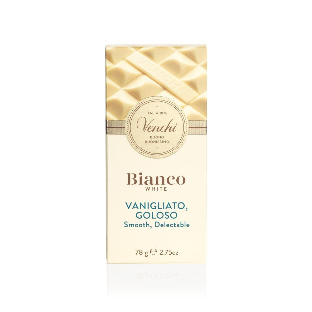 Venchi – Baton de ciocolată albă extra, 78 g – cu vanilie – Fără gluten