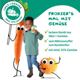 FRECHE FREUNDE Pungă de fructe bio, compresibilă, cu mere, banane, spanac și castravete, piure de fructe cu legume într-o pungă compresibilă pentru bebeluși de la 6 luni, vegan, pachet de 6 (6 x 100g)