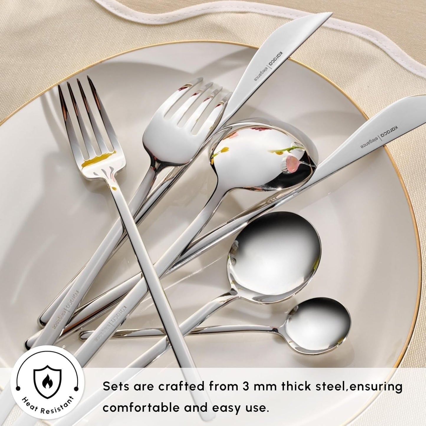 Karaca Focus Elegance, set de tacâmuri de 84 piese, 12 persoane Bucatarie Naty Shop