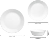 Set de veselă Winter Frost pentru 4 persoane, 12 piese, veselă premium din sticlă Vitrelle™ ultra-durabilă, se poate spăla în mașina de spălat vase, poate fi folosit la cuptorul cu microunde și la cuptorul cu microunde, design festiv de iarnă