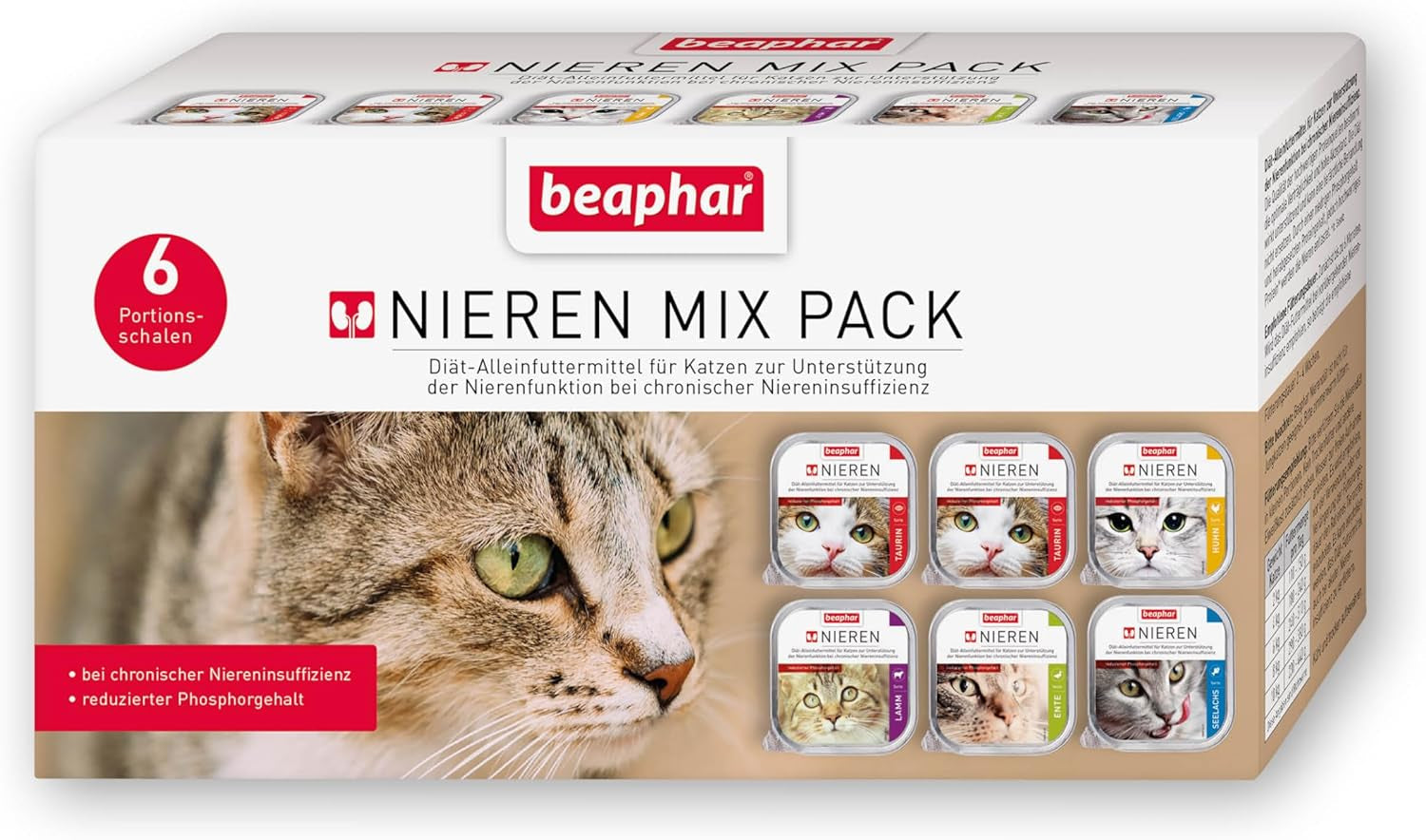 BEAPHAR – Nierendiät Mix Pack – Diätalleinfuttermittel Für Katzen Mit Chronischer Niereninsuffizienz – Zur Unterstützung Der Nierenfunktion – 6X 100 g