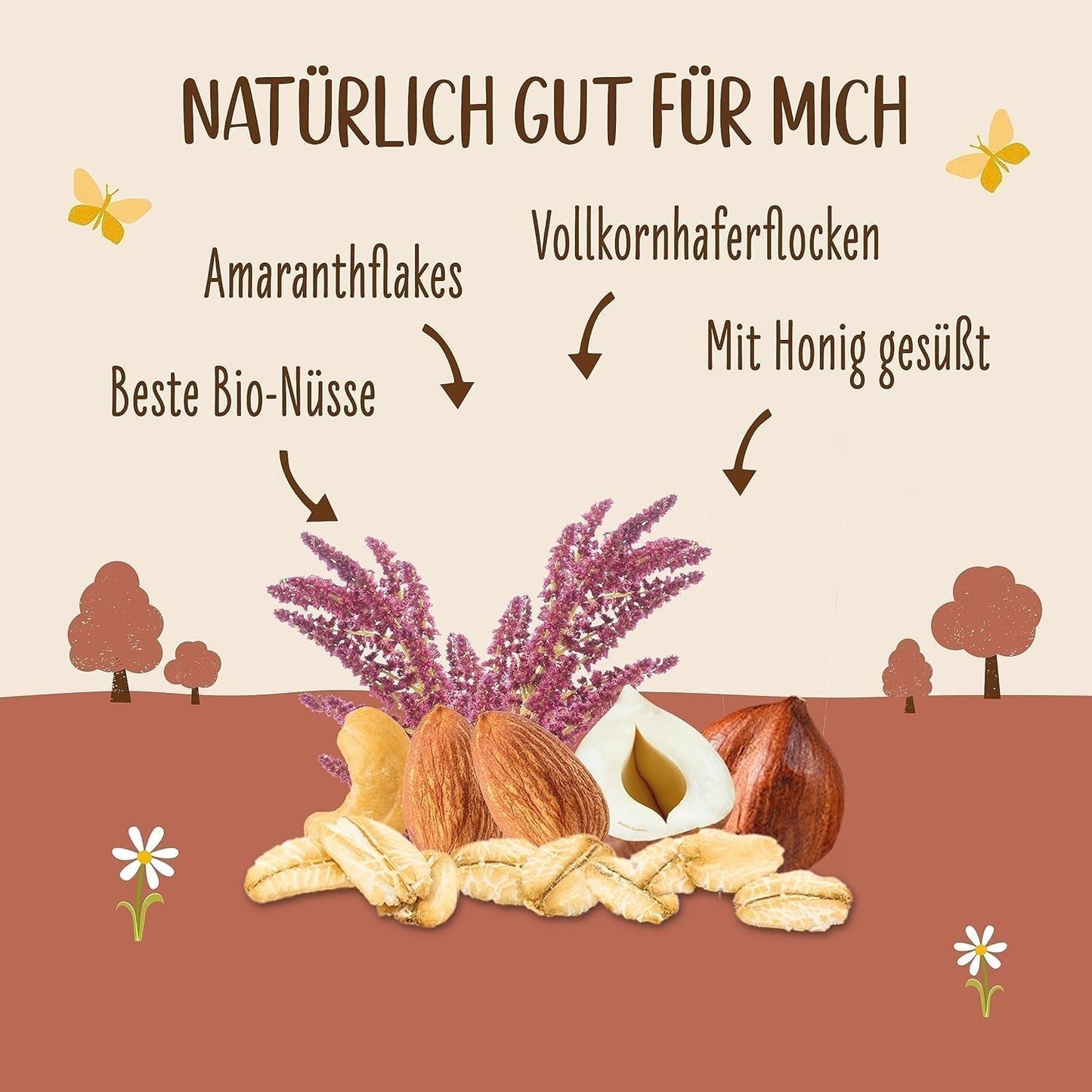 ALLOS Amaranth Crunchy Nobleuss | Muesli organic Nut Ovăz Cereale pentru micul Cereale Naty Shop