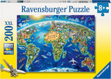 Ravensburger children's puzzle - 12722 Big, wide world - Puzzle harta lumii pentru copii de 8 ani și peste, cu 200 de piese în format XXL Puzzle Naty Shop Titlu implicit