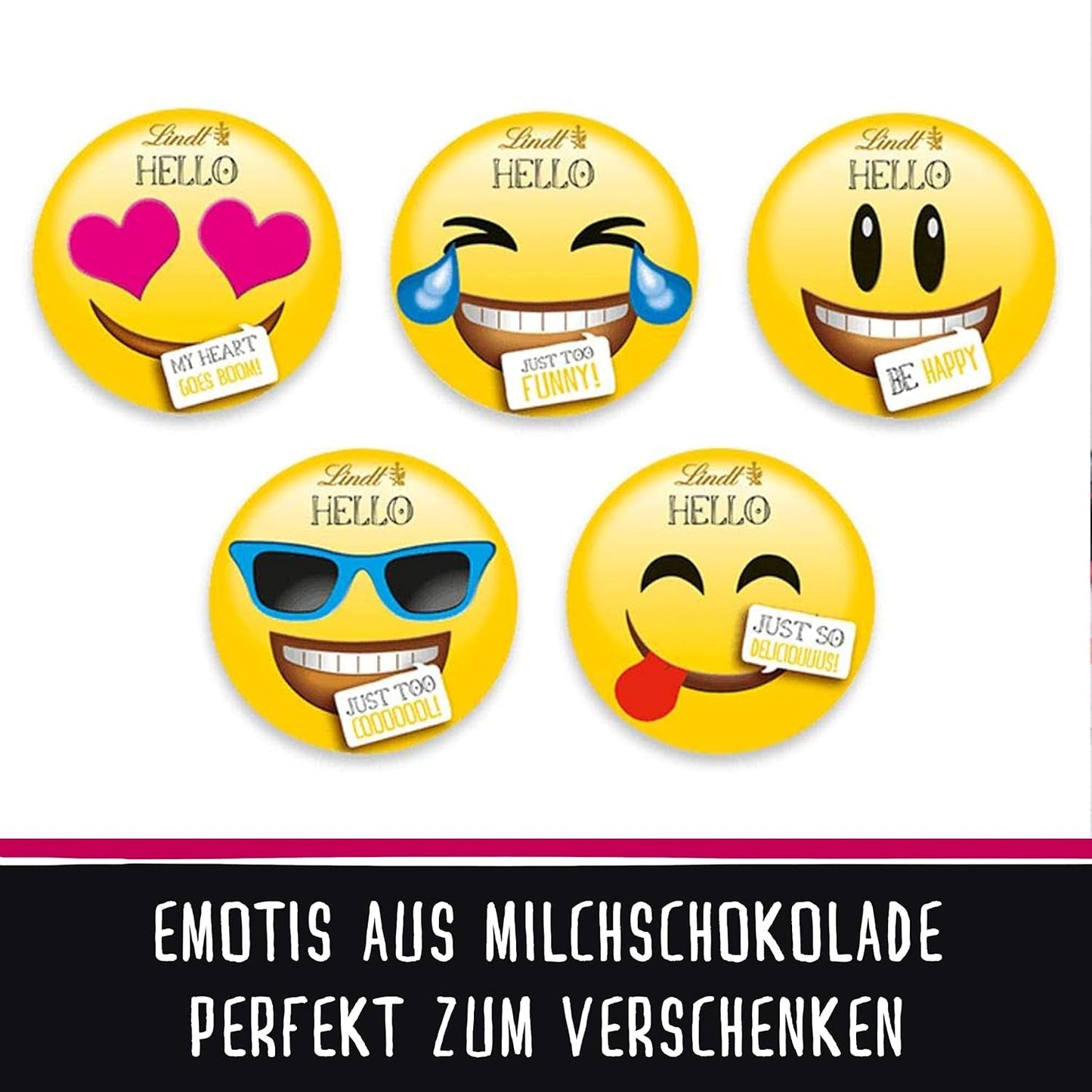 HELLO Mini Emoticoane Ciocolată | 164 g | Aprox. 27 de emoticoane cool în diverse modele, realizate din cea mai fină ciocolată cu lapte | Cadou de ciocolată pentru copii | Pentru decorare (pachet de 2)