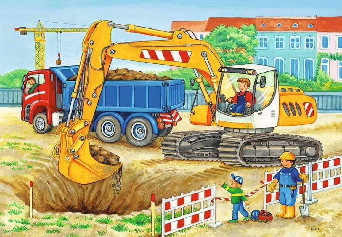 Ravensburger Puzzle pentru copii - 07616 Șantier de construcții și fermă - Puzzle pentru copii de la 3 ani, cu 2X12 piese Puzzle Naty Shop