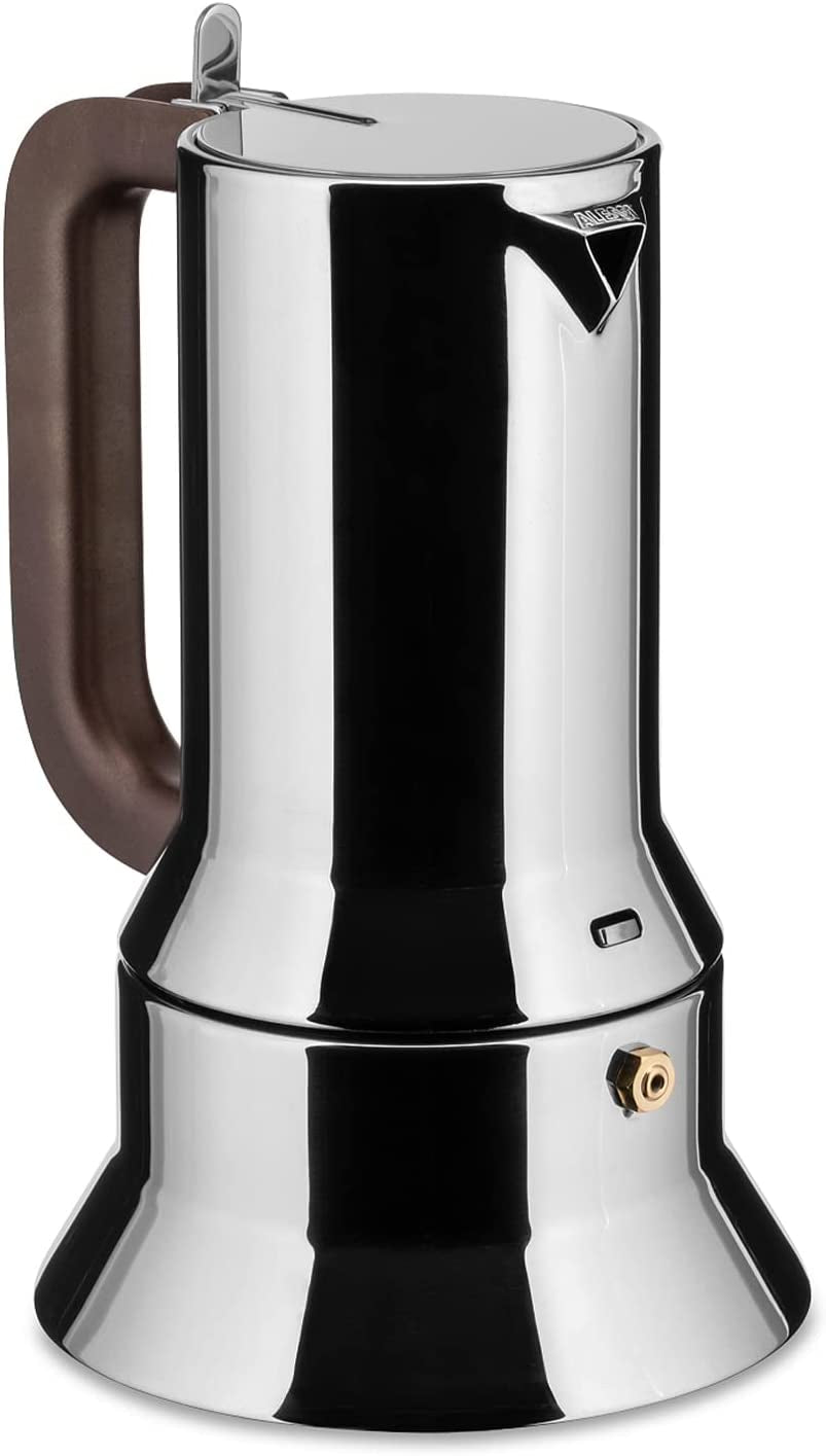 Alessi 9090/6 Espressor cu 6 căni pentru inducție, oțel inoxidabil, argintiu, 15,5 x 13,5 x 27 cm