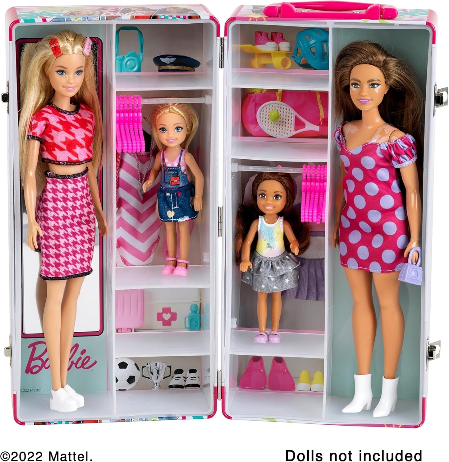 Theo Klein 5801 Barbie Dulap cu șine de haine și compartimente, jucărie pentru copii cu vârsta de 3 ani și peste, include accesorii, multicolor