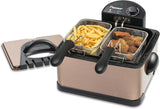 Friteuză cu ulei Bestron XL Cu 3 coșuri de prăjire, Inclusiv tehnologie cu zonă rece și recipient de ulei detașabil, 4 litri, 2000 W Electrocasnice Naty Shop Cupru