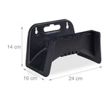 Suport furtun Relaxdays, suport furtun montat pe perete din plastic, dispozitiv de agățare pentru furtun de grădină, înălțime 14 x 24 x 16 cm, negru